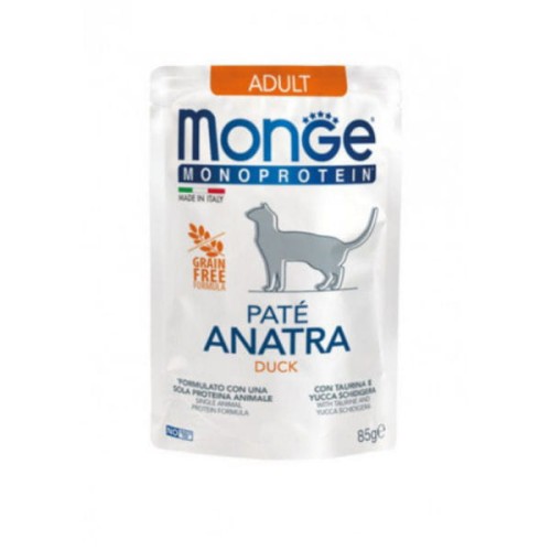 MONGE MONOPROTEIN DUCK Kompletna karma monoproteinowa z kaczką dla dorosłych kotów - 85 g.jpg