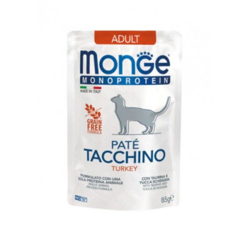 MONGE MONOPROTEIN TURKEY Kompletna karma monoproteinowa z indykiem dla dorosłych kotów - 85 g.jpg