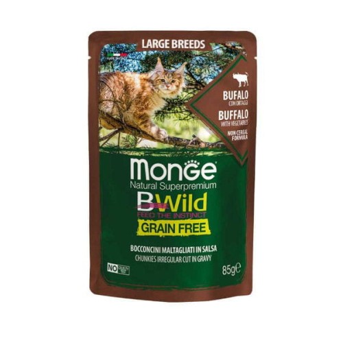 MONGE BWILD GRAIN FREE LARGE BREED Kompletna karma - bawół z warzywami w sosie dla kociąt i dorosłych kotów dużych ras 85 g.jpg