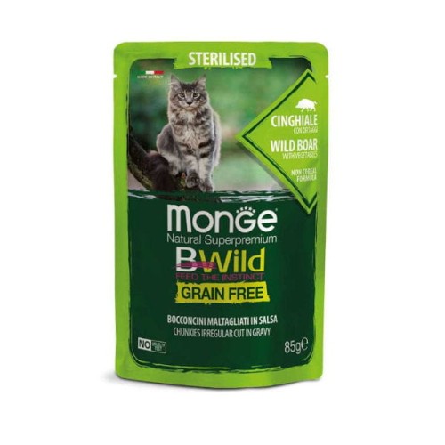 MONGE BWILD GRAIN FREE STERILISED Kompletna karma - dzik z warzywami w sosie 85g.jpg