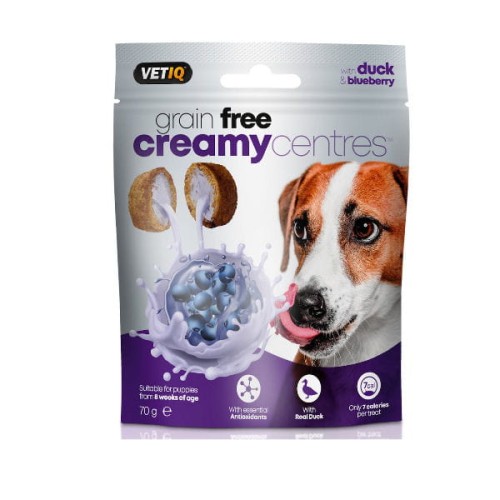 VetiQ Creamy Centres Grain Free Przysmaki bezzbożowe z kaczką i jagodami dla psów - 70 g.jpg