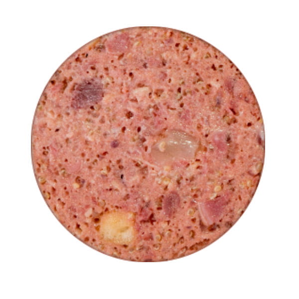 MEATLOVE SINGLE CARE FRESH FARMERS DUCK Karma pełnowartościowa z kaczką, szarłatem i kawałkami jabłek dla psów z nietolerancją pokarmową -  przekrój.jpg