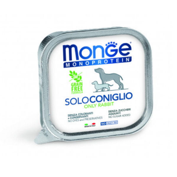MONGE MONOPROTEIN RABBIT Kompletna karma monoproteinowa z królikiem dla psów  - 150 g x  6 szt..jpg