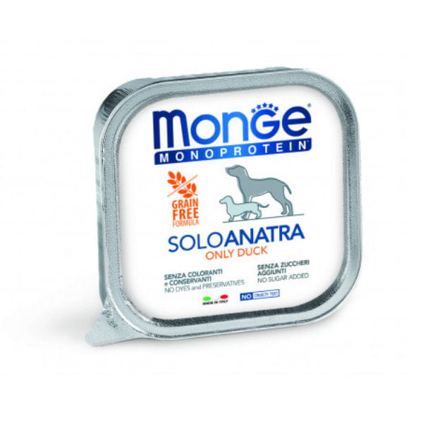 MONGE MONOPROTEIN DUCK Kompletna karma monoproteinowa z kaczką dla psów  - 150 g x  6 szt..jpg