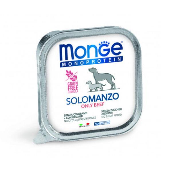 MONGE MONOPROTEIN BEEF Kompletna karma monoproteinowa z wołowiną dla psów - 150 g x  6 szt..jpg