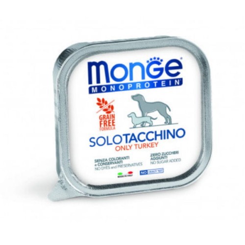MONGE MONOPROTEIN TURKEY Kompletna karma monoproteinowa z indyka dla psów - 150 g x  6 szt..jpg