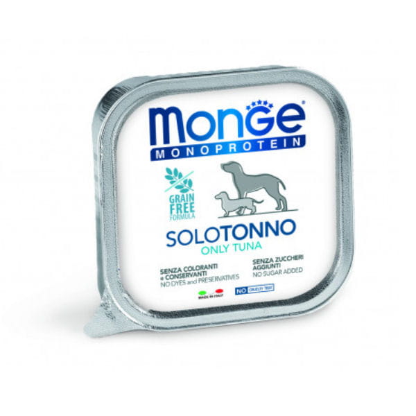 MONGE MONOPROTEIN TUNA  Kompletna karma monoproteinowa z tuńczykiem dla psów - 150 g x  6 szt..jpg