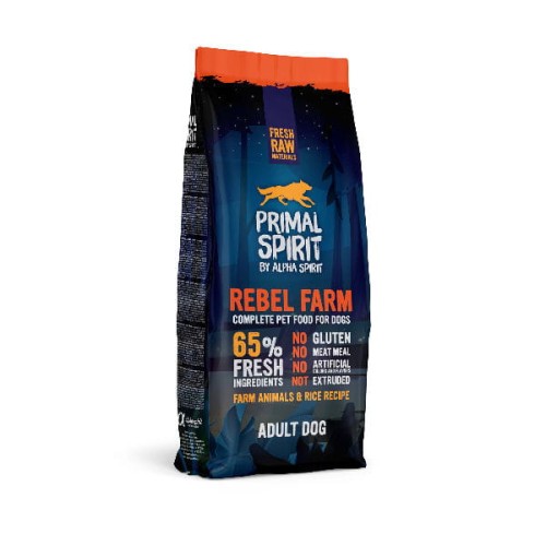 PRIMAL SPIRIT REBEL FARM  Karma pełnoporcjowa sucha z kurczakiem i rybami dla psów - 12  kg.jpg