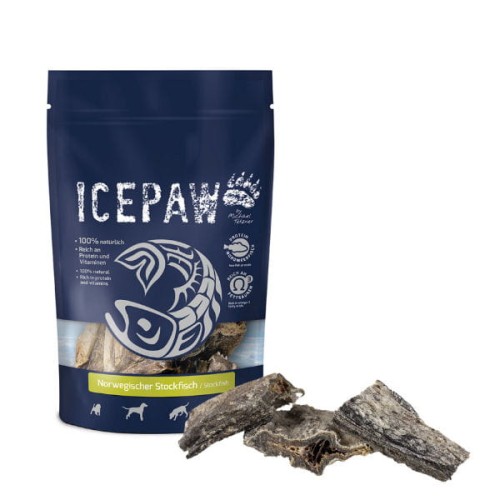 ICEPAW Norwegischer Stockfish Gryzaki z kawałków suszonego dorsza dla psów - 250 g.jpg