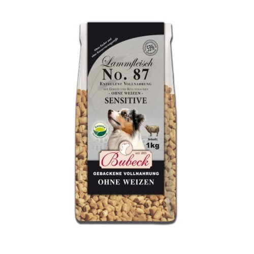 BUBECK Karma no. 87 SENSITIVE z jagnięciną, ryżem i jęczmieniem dla starszych psów - 1 kg.jpg
