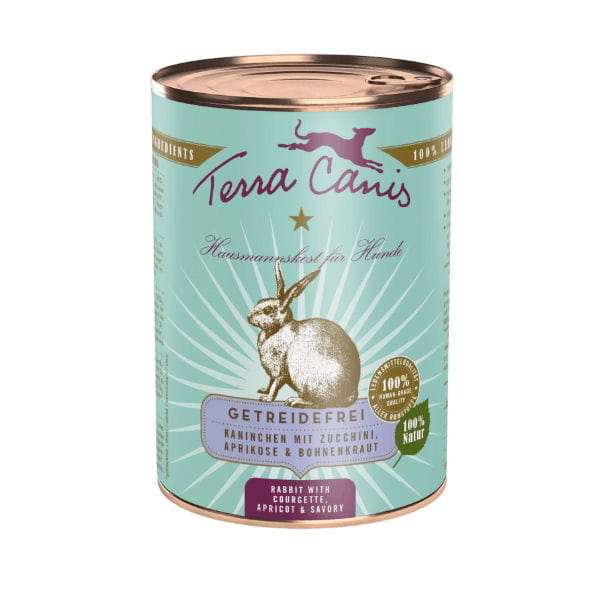 TERRA CANIS Karma mokra bezbożowa z królikiem, cukinią, morelą i ogórecznikiem -  400 g.jpg