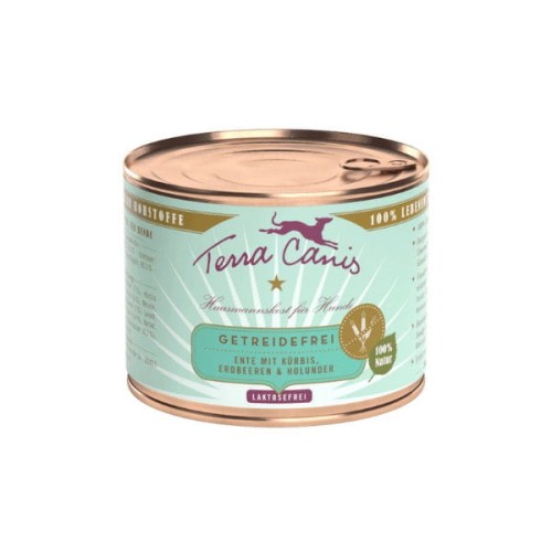 TERRA CANIS Karma mokra bezbożowa z kaczką, dynią, truskawką i czarnym bzem  -  200 g.jpg
