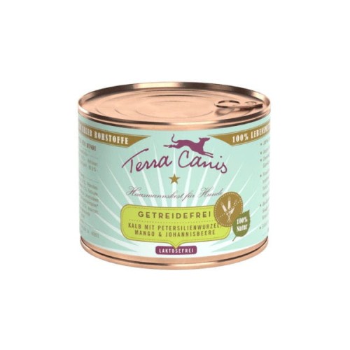 TERRA CANIS Karma mokra bezbożowa z cielęciną, korzeniem pietruszki, mango i czarną porzeczką dla psów - 200 g.jpg