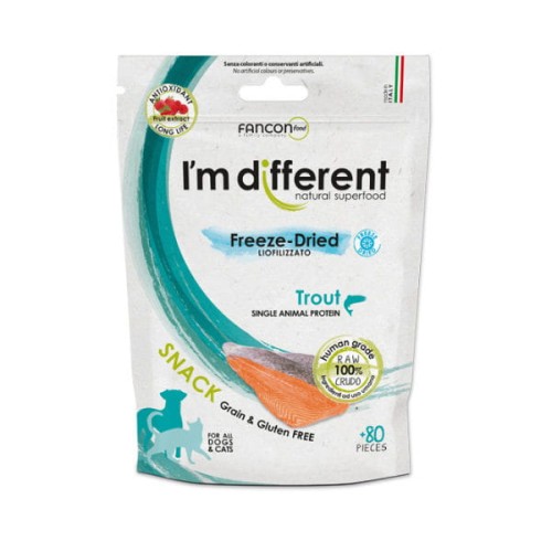 I'M DIFFERENT Liofilizowana przekąska z pstrąga dla psów i kotów - 40 g .jpg