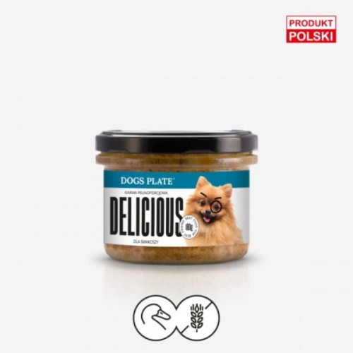 DOGS PLATE Delicious KACZKA Karma mokra dla wrażliwych psów -  180 g.jpg