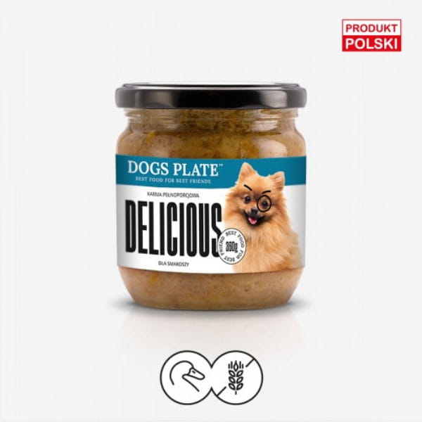 DOGS PLATE Delicious KACZKA Karma mokra dla wrażliwych psów -  360 g.jpg
