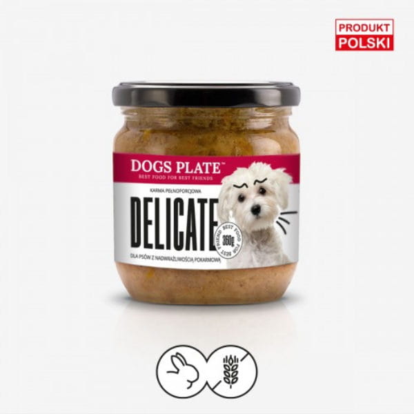 DOGS PLATE DELICATE KRÓLIK Karma mokra dla wrażliwych psów -  360 g.jpg