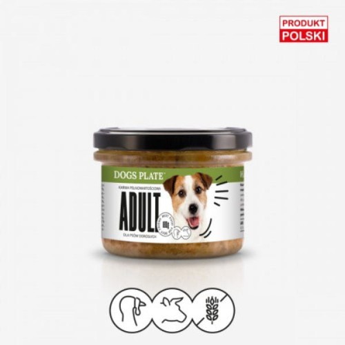 DOGS PLATE ADULT Indyk z wołowiną Karma mokra dla aktywnych psów - 180 g.jpg