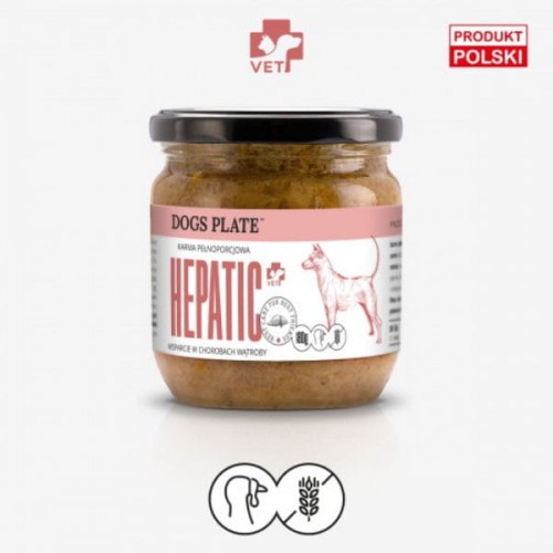 DOGS PLATE VET HEPATIC Karma mokra dla psów z chorobami wątroby - 360 g.jpg