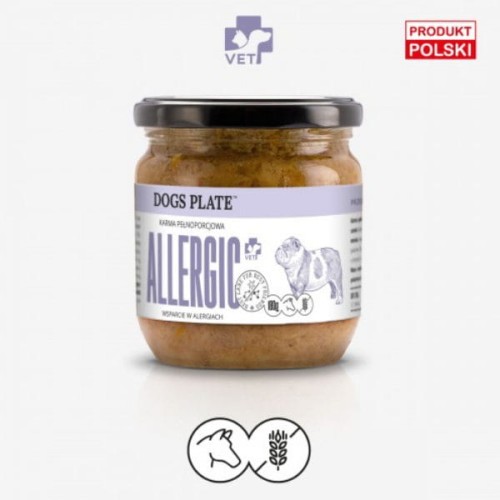 DOGS PLATE VET ALLERGIC Karma mokra dla psów z alergią pokarmową - 360 g.jpg
