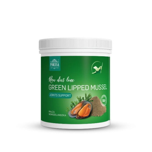 POKUSA Raw Diet Line GREEN LIPPED MUSSEL Małża nowozelandzka dla regeneracji stawów u psów i kotów - 150 g.jpg