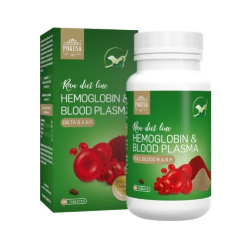 POKUSA Raw Diet Hemoglobin &amp; BloodPlasma Hemoglobina &amp; osocze dla psów i kotów - 120 tabletek.jpg