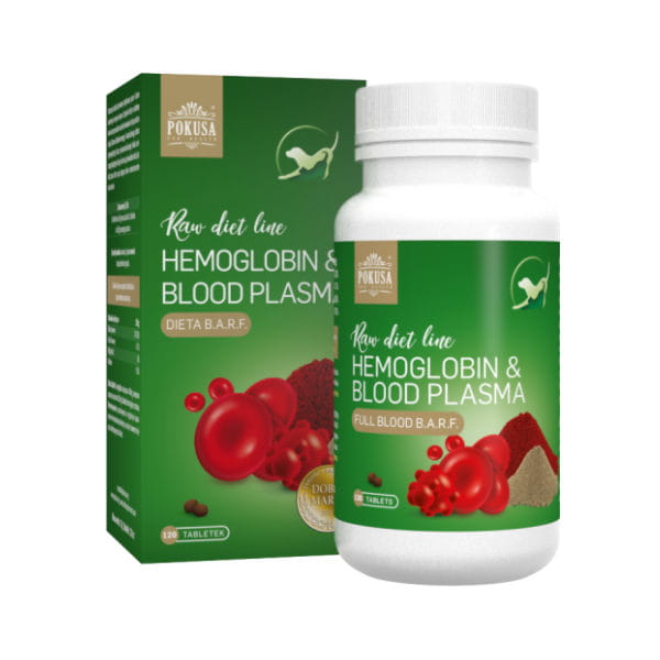 POKUSA Raw Diet Hemoglobin &amp; BloodPlasma Hemoglobina &amp; osocze dla psów i kotów - 120 tabletek.jpg