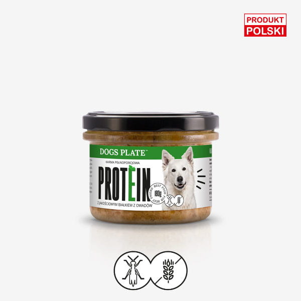 DOGS PLATE PROTEIN Karma z larw czarnej muchy dla psów - 180g .jpg