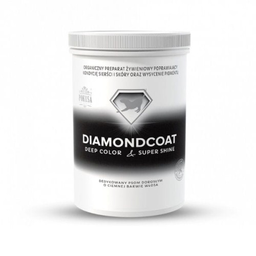 POKUSA DiamondCoat DEEPCOLOR &amp;SUPERSHINE Preparat wspomagający poprawę kondycji sierści i skóry u psów czarnych i ciemnych - różna pojemność.jpg