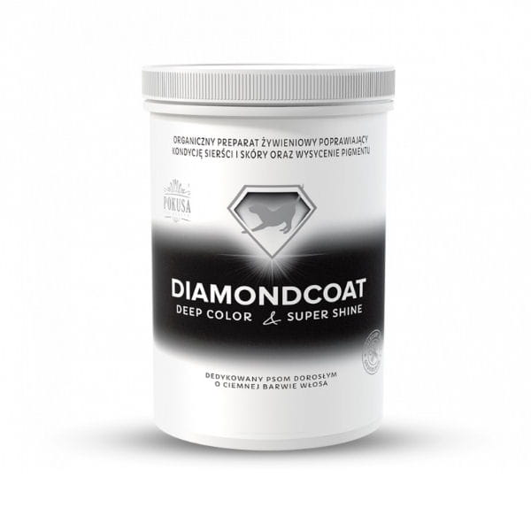 POKUSA DiamondCoat DEEPCOLOR &amp;SUPERSHINE Preparat wspomagający poprawę kondycji sierści i skóry u psów czarnych i ciemnych - różna pojemność.jpg