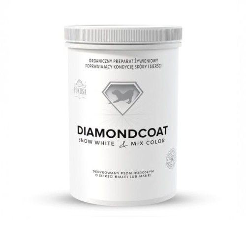 POKUSA DiamondCoat SNOW WHITE Preparat wspomagający poprawę kondycji sierści i skóry u psów białych i mieszanych z białym - różna pojemność.jpg