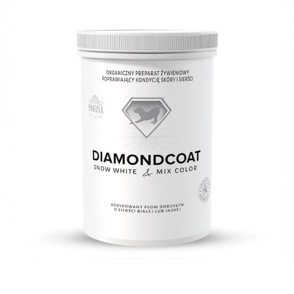 POKUSA DiamondCoat SNOW WHITE Preparat wspomagający poprawę kondycji sierści i skóry u psów białych i mieszanych z białym - różna pojemność.jpg