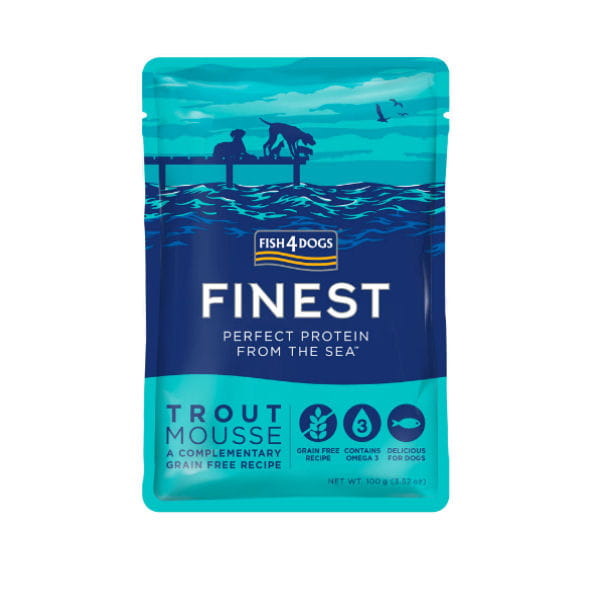 Fish4Dogs FINEST TROUT MOUSSE Karma mokra z pstrąga dla szczeniąt i psów dorosłych psów  - 100 g x 6 szt..jpg