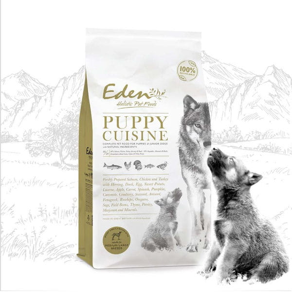 EDEN PUPPY CUISINE Karma sucha z łososiem, kurczakiem, indykiem dla szczeniąt ras średnich i dużych - 2.jpg