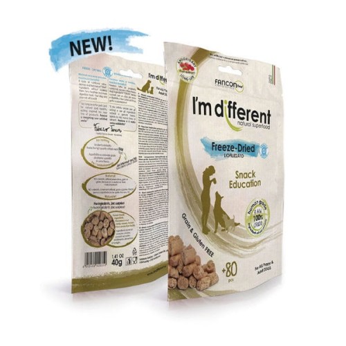 I'M DIFFERENT SNACK EDUCATION Liofilizowana przekąska - mieszanka treningowa dla szczeniąt i psów dorosłych - 40 g.jpg