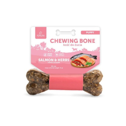 POKUSA PREMIUM SELECTION Chewing Bone PUPPY SALMON &amp; HERBS Kość do żucia - łosoś z ziołami -  12 cm.jpg