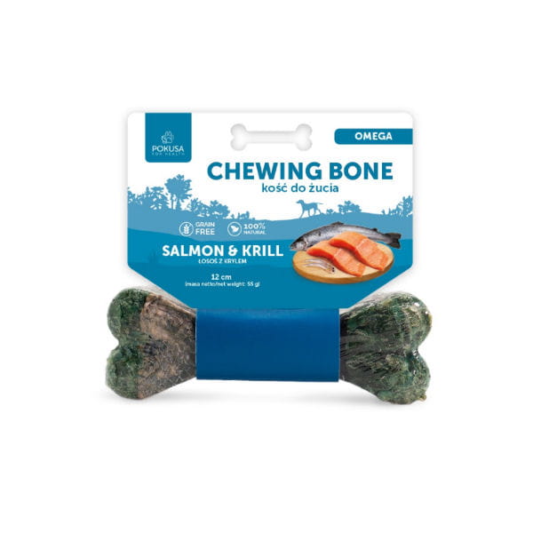 POKUSA  PREMIUM SELECTION Chewing Bone OMEGA SALMON &amp; KRILL Kość do żucia - łosoś z krylem - 12 cm.jpg