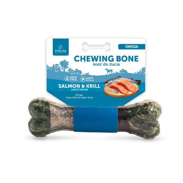 POKUSA  PREMIUM SELECTION Chewing Bone OMEGA SALMON &amp; KRILL Kość do żucia - łosoś z krylem - 17 cm.jpg