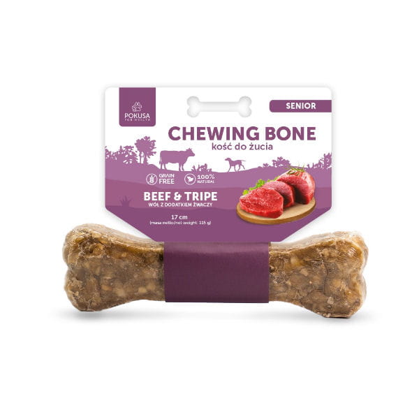 POKUSA  PREMIUM SELECTION Chewing Bone SENIOR BEEF &amp; TRIP Kość do żucia - wołowina ze żwaczami - 17 cm.jpg