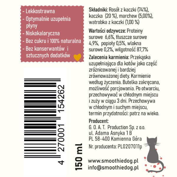 SmoothieCat DUCK Płynna przekąska z kaczką dla kota - opis.jpg