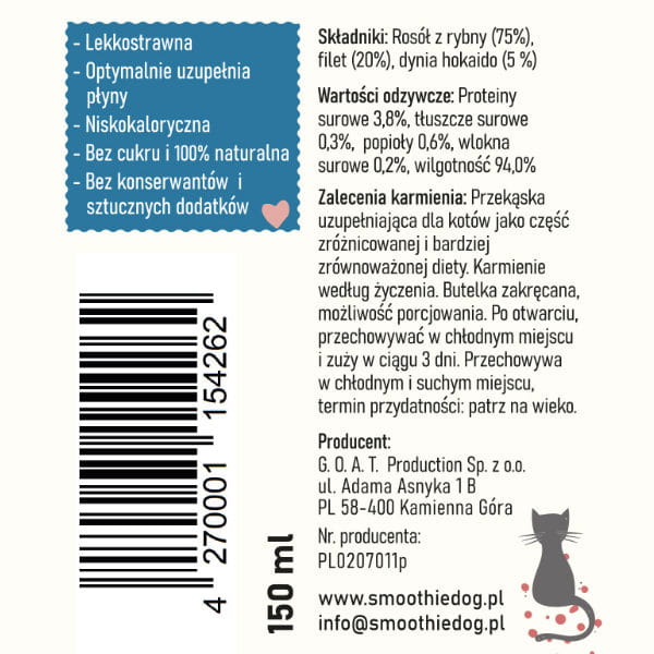 SmoothieCat FISH Płynna przekąska z rybą dla kota - 250 ml - opis.jpg