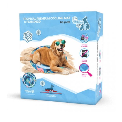 COOLPETS Mata chłodząca PREMIUM FLAMINGO dla psów- opakowanie.jpg