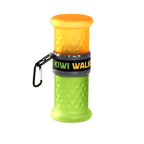 Butelka na wodę i karmę dla psa - KIWI WALKER TRAVEL BOTTLE 2in1 - kolor zielono-pomarańczowy.jpg