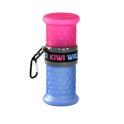 Butelka na wodę i karmę dla psa - KIWI WALKER TRAVEL BOTTLE 2in1  - kolor różowo-niebieski.jpg