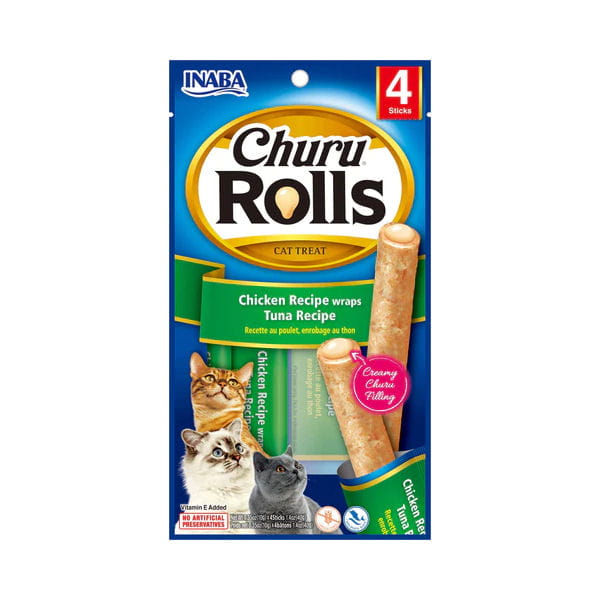 INABA CHURU ROLLS CHICKEN WRAPS TUNA Przysmaki kremowe kurczakiem i tuńczykiem dla kotów - 40 g.jpg
