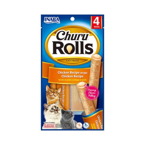 INABA CHURU ROLLS CHICKEN WRAPS CHICKEN Przysmaki kremowe z kurczakiem dla kotów - 40 g.jpg