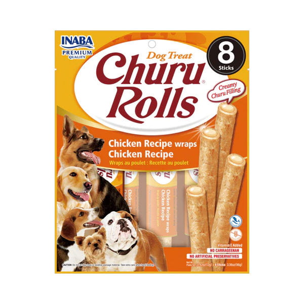 INABA DOG CHURU ROLLS CHICKEN WRAPS CHICKEN Przysmaki kremowe z kurczakiem dla psów - 96 g.jpg