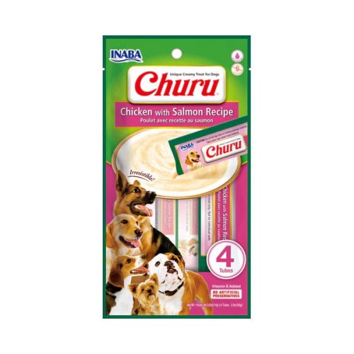 INABA DOG CHURU CHICKEN WITH SALMON Przysmaki kremowe z kurczakiem i łososiem dla psów - 14 g.jpg