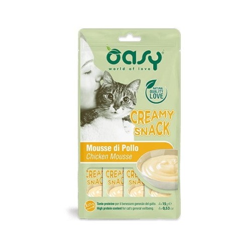 OASY CREAMY SNACKS CHICKEN MOUSSE Przysmaki kremowe z kurczakiem dla kotów - 4 szt. x 15 g .jpg