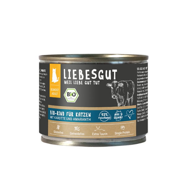 LIEBESGUT BIO RIND Ekologiczna wołowina z marchewką i amarantusem - karma pełnoporcjowa dla kotów - 200 g.jpg